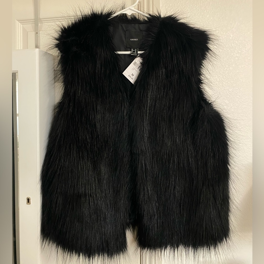 Forever 21 Black Faux Fur Vest
